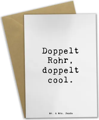 Produktbild von Mr. & Mrs. Panda Grußkarte Spruch Fagott Doppelt Cool - Weiß - Geschenk, dankeskarten, osterkarten, Orchester, doppeltes Rohrblatt, Lernen, kreative Entfaltung, Musik