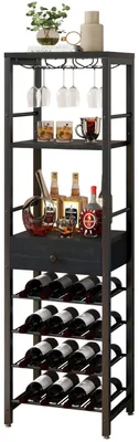 Imagen del producto de Estante para vinos independiente - Capacidad para 16 botellas - 40 x 29 x 147,5 cm
