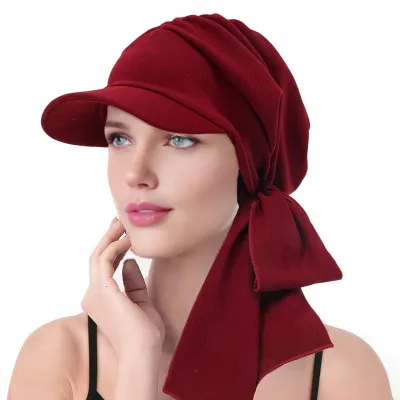 Produktbild von Damen-Kopftuchhut mit Blumenmuster, Schnürband, Turbanhut, Outdoor-Reisehut, Fahrradhut, Sonnenschutzkappe, Kopfbedeckung J