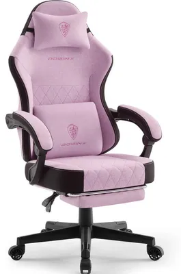 Produktbild von Gaming-Stuhl mit Fußstütze,ergonomisch,Taschenfederkissen&Massage-Lendenstütze,hohe Rückenlehne,Stoff Lila