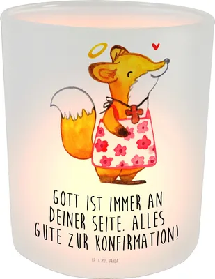 Produktbild von Mr. & Mrs. Panda Windlicht aus Glas Fuchs Konfirmation Mädchen - Transparent - Geschenk, Kommunion, Jugendweihe, Windlicht Glas, Gott, Konfirmation Geschenk