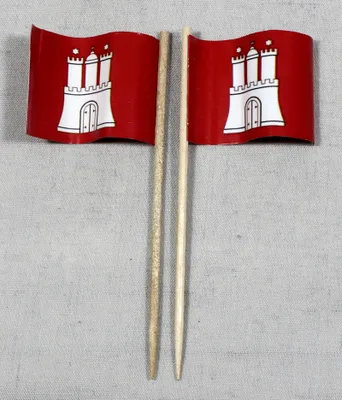 Produktbild von Party-Picker Flagge Hamburg Papierfähnchen in Spitzenqualität 25 Stück Beutel
