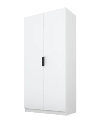 Immagine prodotto di PAWS MOBEL Armadio bianco inclinabile 100x52x200 cm, armadio a giorno a due ante senza specchio, con ripiani e appendiabiti