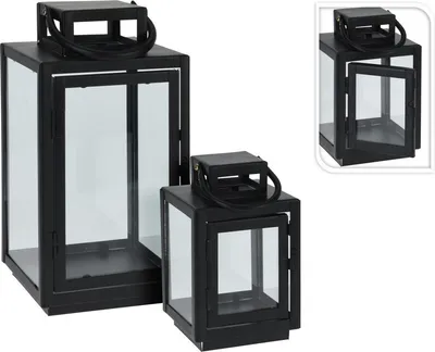 Obrázek produktu pro Skleněná lucerna na svíčku Sada 2 kusů 27 / 16 cm