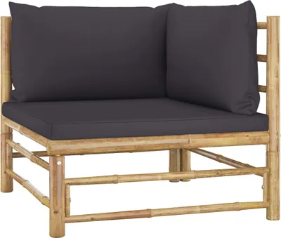 Produktbild von vidaXL 7-tlg. Garten-Lounge-Set mit Dunkelgrauen Kissen Bambus