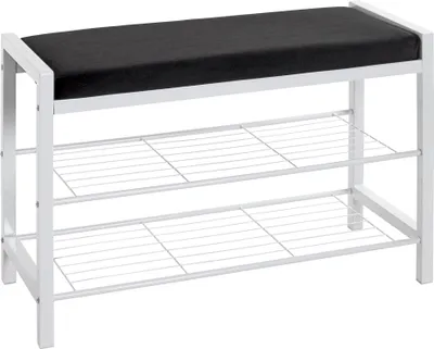 Produktbild von HAKU Schuhbank Sitzbank Schuhregal schwarz, weiß - Metall, Samtgewebe, B/H/T: 75x50x32 cm