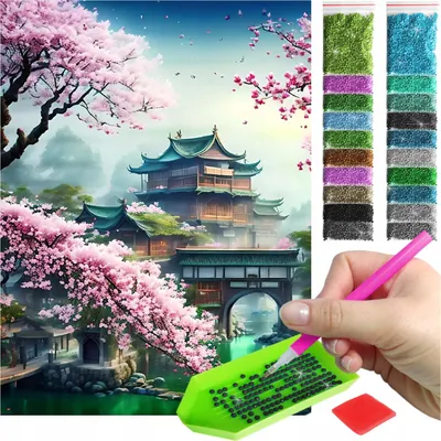 Produktbild von ARTULIO Diamond Painting Set - Bunte Blumen im HOME-Topfmotiv - 30 x 40 cm - Diamant Painting, Home Wand Deko