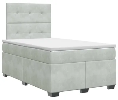 Image de vidaXL Lit boxspring avec matelas gris clair 120 x 200 cm velours