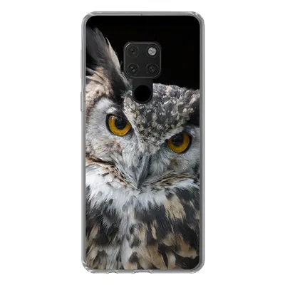 Produktbild von MuchoWow® Handyhülle Schutzhülle Hülle für Huawei P40 Lite Porträt einer braunen Eule auf schwarzem Hintergrund Silikon Softcase Handy Hülle - Handy