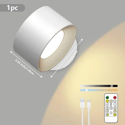 Image de Applique LED - Lampe murale - Rechargeable - Sans fil - Magnétique - Interrupteur tactile - 1 pièce - Blanche