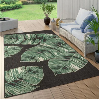Immagine prodotto di Tappeto per esterni resistente alle intemperie Balcone Palme Giungla Motivo floreale Boho Verde Dimensioni 60x100 cm