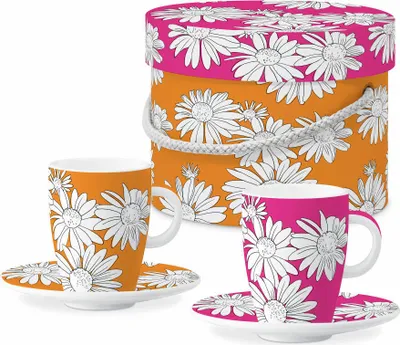 Produktbild von PPD Peggy pink and orange E-Cup, 2er Set, Espressotasse, Espresso Tasse, in Geschenkbox, New Bone China, 80 ml, 162902342