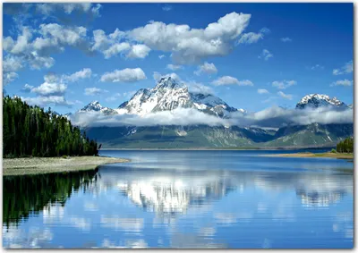 Produktbild von XXL Poster 100 x 70cm (F-254) Bergsee Jackson Lake Gebirge Teton Range Grand-Teton-Nationalpark (Lieferung gerollt!)