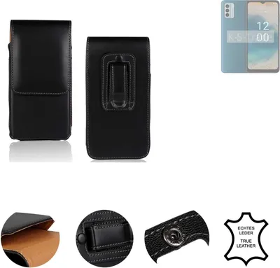 Produktbild von K-S-Trade Holster Gürteltasche Handy Hülle Schutzhülle kompatibel mit Nokia G22 Handyhülle Leder schwarz, 1x