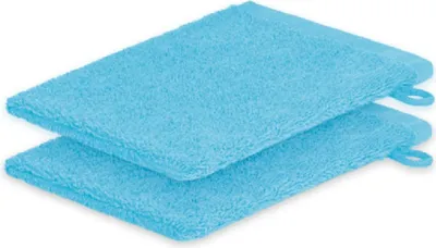 Produktbild von 2x Waschhandschuh Frottier 500 g/m² 15 x 21 cm Türkis