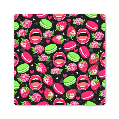 Produktbild von MuchoWow® Mauspad Mousepad Lebensmittel - Muster - Rosa 20x20 cm - Mousepads - Maus Mat - Pad - Mausunterlage - Desk Mat - Bureauartikeln