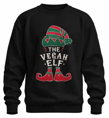 Imagen del producto de Suéter navideño vegano, uni, color negro, talla XXL. Ideal como regalo de Navidad para veganos