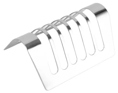 Image de Support à pain polyvalent et innovant en acier inoxydable argenté, pouvant contenir 6 tranches, pour la cuisine, la maison et l'extérieur
