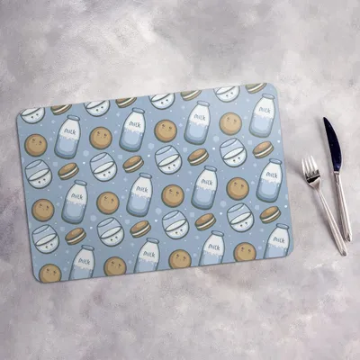 Produktbild von Tischset 6x45x30 cm + 6x10fi cm Platzset Tischmatte Platzmatte Untersetzer - Milch und Keks
