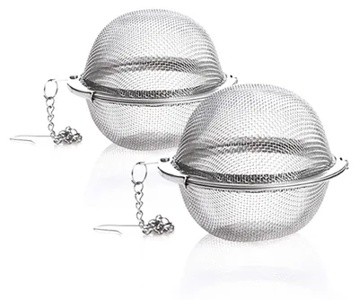 2er-Pack Teesieb aus Edelstahl, feinmaschig, mit Haken