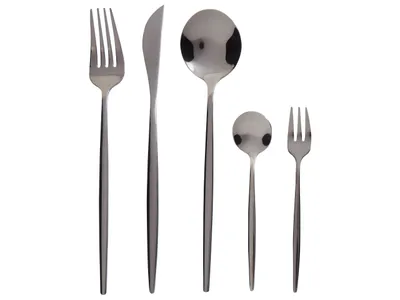 Image de BELIANI Set de couverts 30 pièces noir set de cuisine élégant pour 6 personnes set de vaisselle familiale