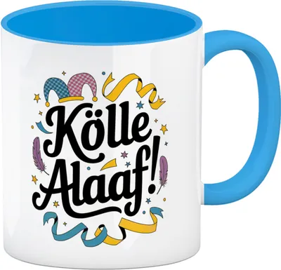 Produktbild von Kölle Alaaf Kaffeebecher in hellblau - Karneval in Köln