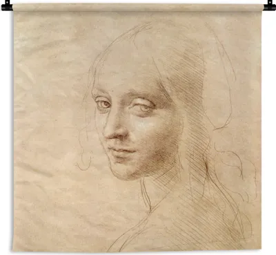 Produktbild von MuchoWow® Wandteppich Wandbehang Skizze - Leonardo da Vinci 150x150 cm Tapisserie Dekoration Wandtuch - Wohnaccessoires - Modernes