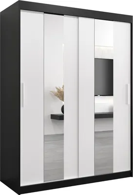 Produktbild von Kleiderschrank, Schiebetürenschrank Schlafzimmer, Schrank mit Spiegel POLE 150 cm