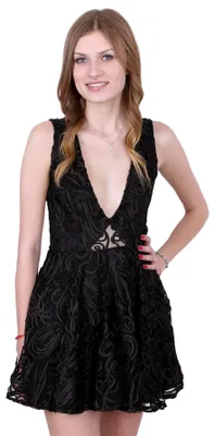 Produktbild von John Zack Schwarzes Mini-Ballerina-Kleid, transparenter Rücken L