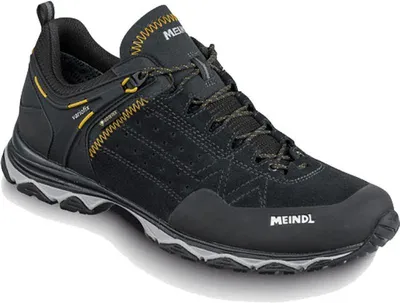 A single black hiking shoe is shown against a white background.