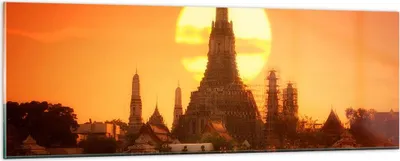 Produktbild von Bilder auf glas - Tempel Asien - 90x30cm - Glasbilder - Wandbilder - Bilder - Kunstdruck - zum Aufhängen bereit - Wanddekoration aus Glas - Glas Bilder - Wandbild auf Glas - Einteilig - GAB90x30-3420