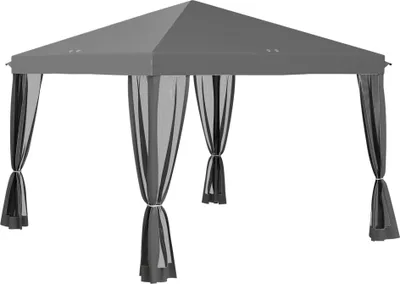 Produktbild von Fortuna Lai Faltpavillon Pavillon Faltzelt 3x3m mit Seitenwänden inkl. Tragetasche Metall und Oxford hellgrau und schwarz für Garten und Veranstaltungen