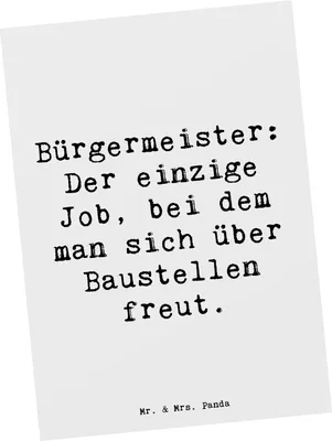 Produktbild von Mr. & Mrs. Panda Postkarte Spruch Bürgermeister Freude - Weiß - Geschenk, Postkarten, Entwicklung, Job, Ansichtskarten, Berufsgestaltung, Stadtoberhaupt, Ansichtskarte