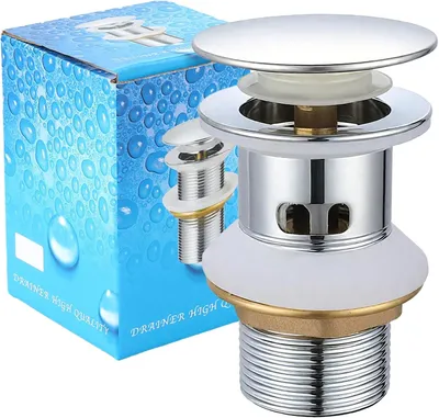 Produktbild von Edelstahl-Pop-up-Ablauf für Waschbecken – Universelles Abflusssystem mit Überlauf – Für Waschbecken und Waschbecken (Silber)