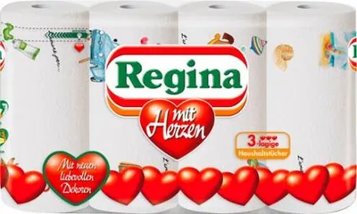 Produktbild von Regina Küchenrollen mit Herzen 3-lagig, 4 Rollen