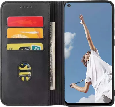 Obrázok produktu pre Smartphonica Oppo A52 puzdro z umelej kože s magnetickým zatváraním a držiakmi na karty - čierne