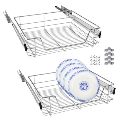 Obrázok produktu pre XMTECH 2 kusy kuchynská polica teleskopická zásuvka kuchynská zásuvka zásuvka spálňa skrinka výsuvná pre 50cm skrinky (skutočná šírka 47cm)