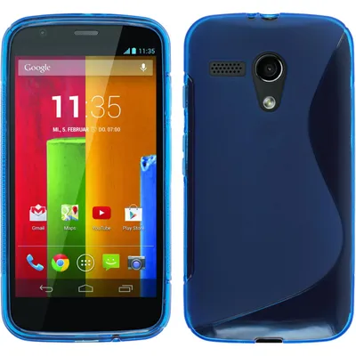 Produktbild von PhoneNatic Case kompatibel mit Motorola Moto G - blau Silikon Hülle S-Style + 2 Schutzfolien