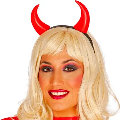 Produktbild von Dämonischer Halloween Haarreif Kostüm Accessoire Rot Party Teufelshörner Haarband Für Erwachsene Gruseliger Dämon Auftritt Fasching Horror, Farbe: Rot