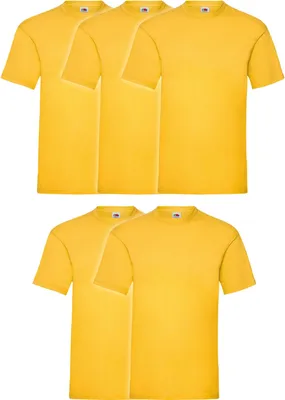 Produktbild von 5er Pack Fruit of the Loom Valueweight T-Shirt + GRATIS MyShirt Stoffbeutel Farbe: sonnenblumengelb Größe: XL