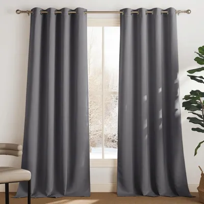 Immagine prodotto di Tende termiche, protezione dal freddo, colore grigio, oscuranti, con passanti, 245 x 140 cm (confezione da 2)
