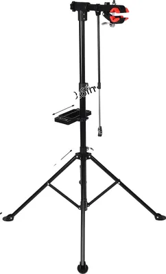 Image de Support de montage pour vélo, hauteur réglable 108-190 cm, pivotant à 360°, noir