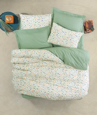 Zdjęcie produktu dla L'Essentiel Linge de Maison, Lola - Green, Pojedynczy zestaw poszewek na kołdrę Ranforce (FR), Zielony, 100% BAWEŁNA RANFORCE, 140 x 200 cm