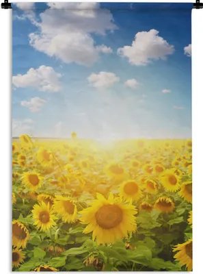 Produktbild von MuchoWow® Wandteppich Wandbehang Sonnenblume - Sonne - Wolken 60x90 cm Tapisserie Dekoration Wandtuch - Foto-Teppich - Abwaschbar