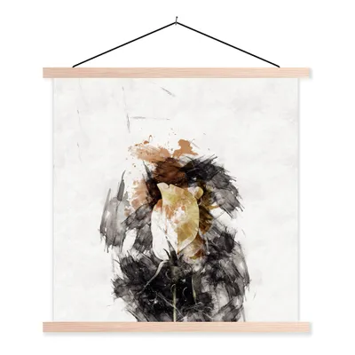 Produktbild von MuchoWow® Textilposter Rose - Blumen - Farbe 40x40 cm mit holzfarbenen Rahmen - Posterleiste
