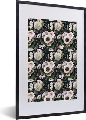 Produktbild von MuchoWow® MuchoWow® Gerahmtes Poster Blumen - Anemone - Collage 40x60 cm - Poster mit zchwarzem Bilderrahmen - Poster in Rahmen