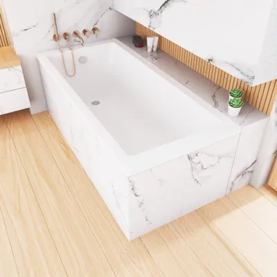 Image de ECOLAM  FR ECOLAM Baignoire rectangulaire Tami 190x90 cm | baignoire en acrylique blanc | vidage et trop-plein automatique | pieds + silicone