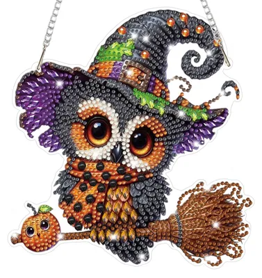 Halloween Diamond Painting Hänger, 5D Bastelset, beidseitig, Acryl, 21 cm