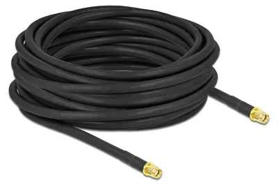 Produktbild von DeLOCK Antennenkabel RP-SMA Stecker zu RP-SMA Stecker LMR/CFD300 10 m low loss, 10 m, LMR300, RP-SMA, RP-SMA, Schwarz
