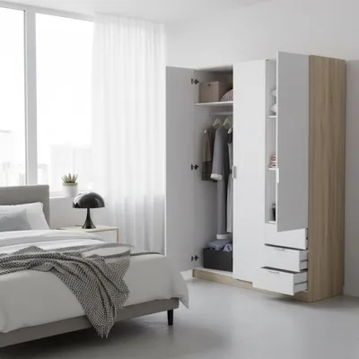 Immagine prodotto di Dmora Guardaroba 3 Ante Apaches 52x121 cm Bianco, Appendiabiti 3 Ante